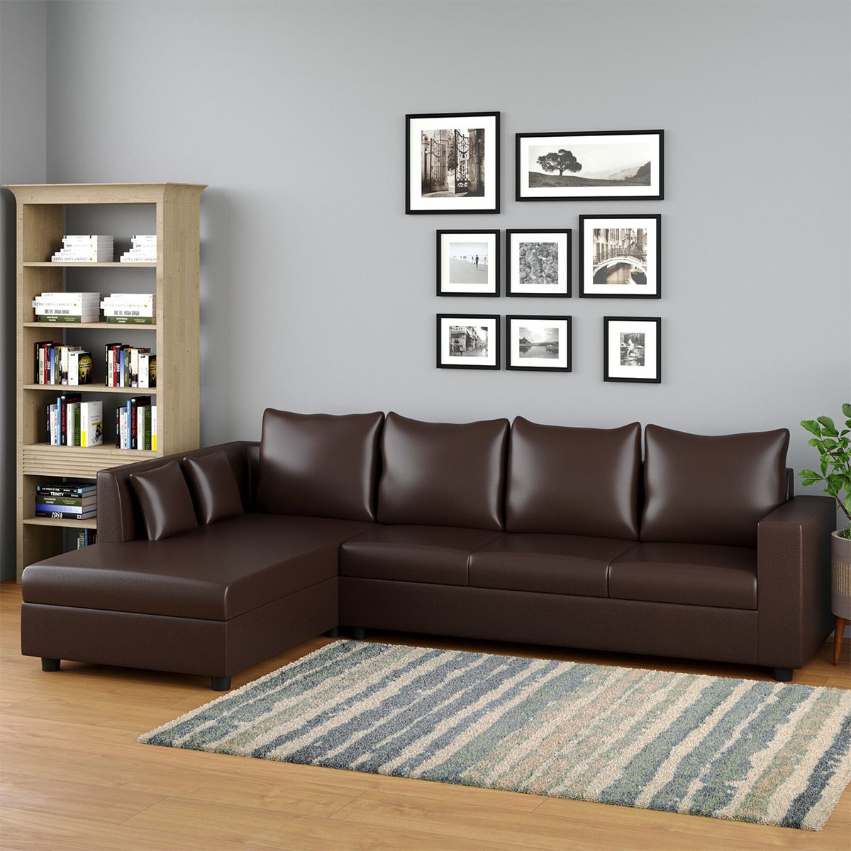 WESTIDO Leatherette 6 Seater Sofa (Finish Color - Brown, DIY(Do-It