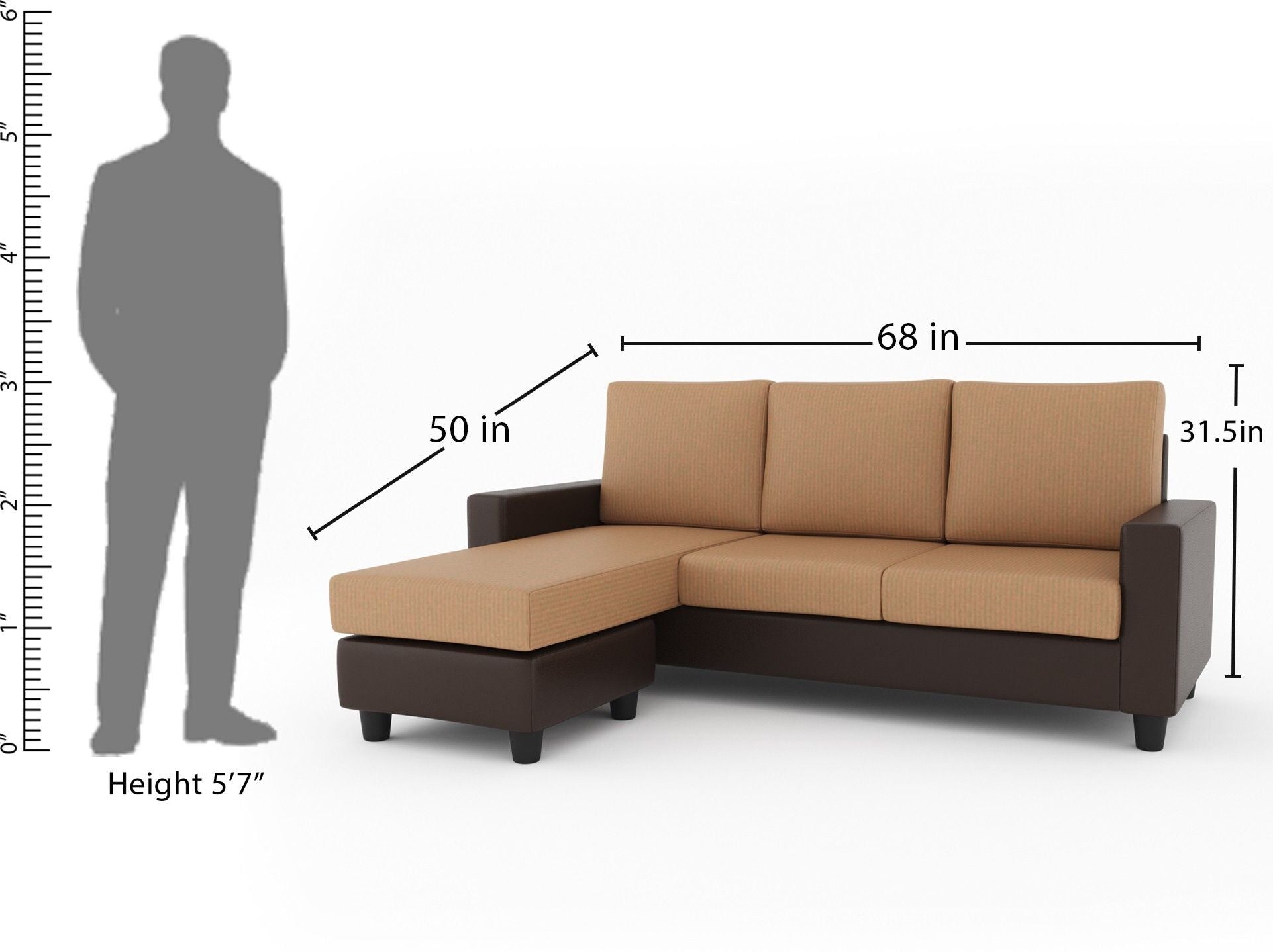WESTIDO Fabric 4 Seater  Sofa (Finish Color - Brown Cream, DIY(Do-It-Yourself))
