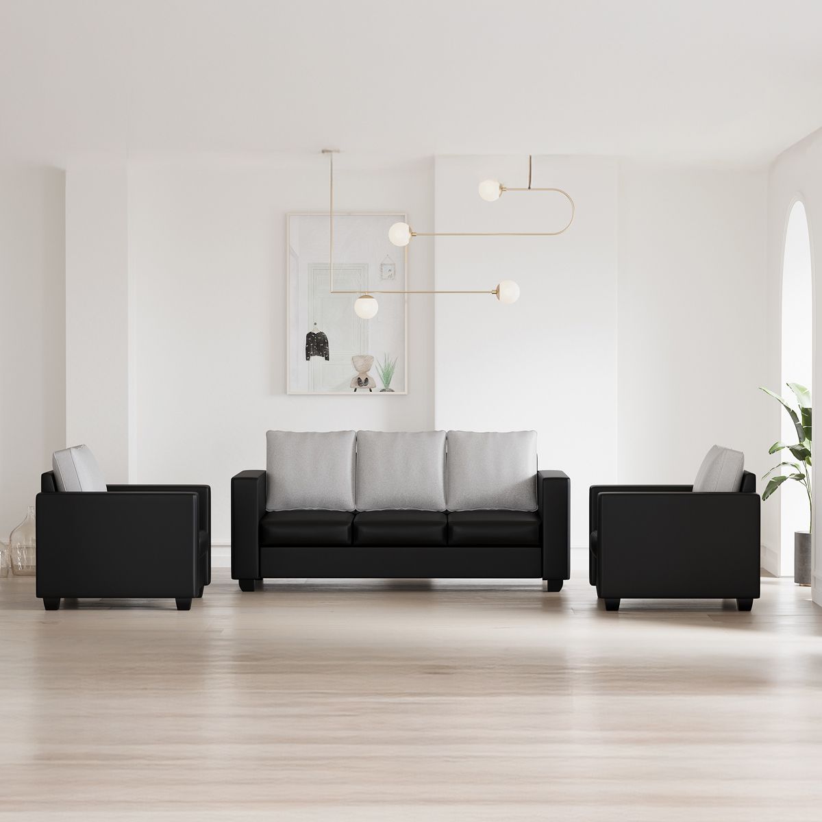 Cream Brown Upholstered 3 + 1 + 1 Sofa by Westido