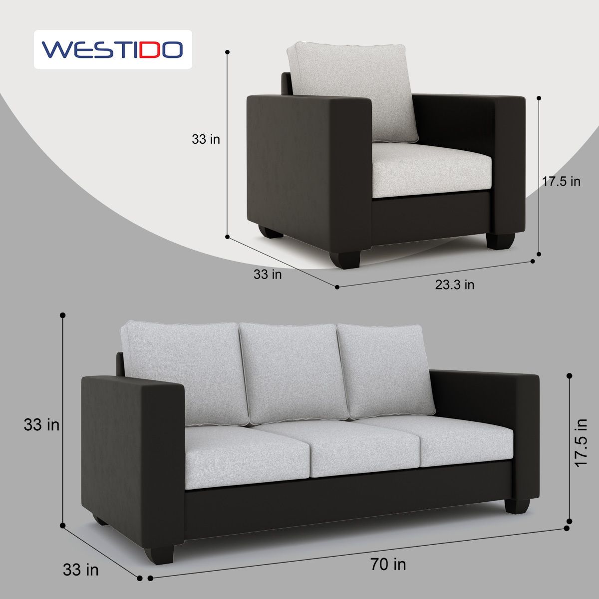 Cream Brown Upholstered 3 + 1 + 1 Sofa by Westido