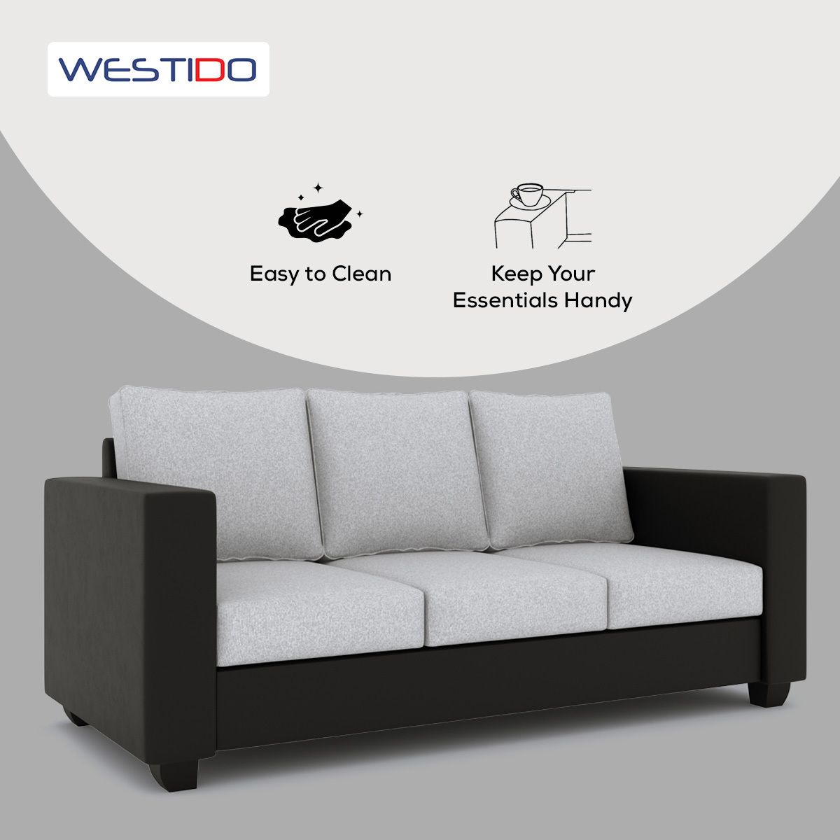 Cream Brown Upholstered 3 + 1 + 1 Sofa by Westido