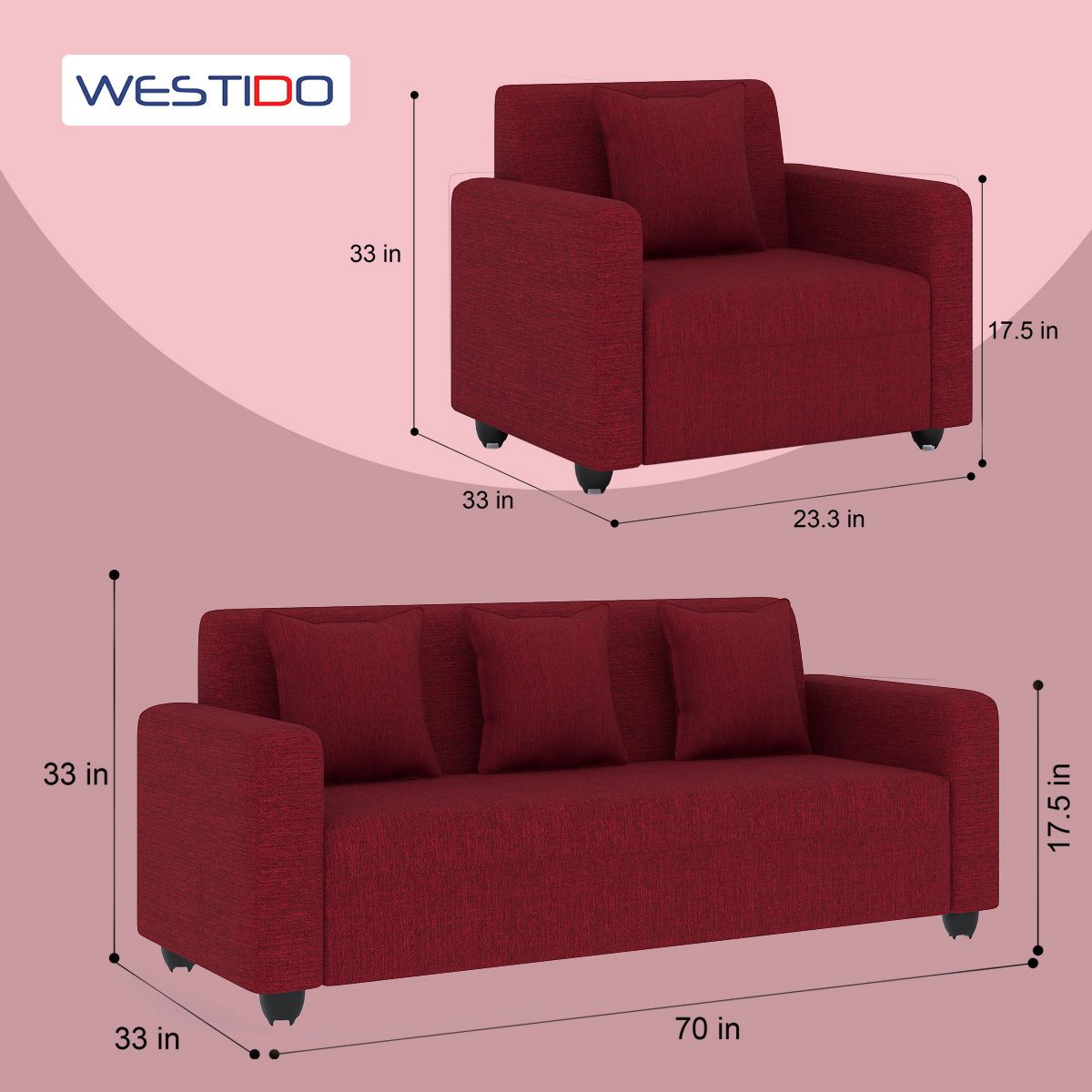 Cream Brown 3 + 1 + 1 Sofa by Westido