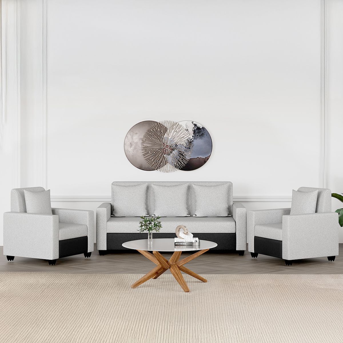 Westido Luxury 3 + 1 + 1 Sofa in Cream Brown Shade