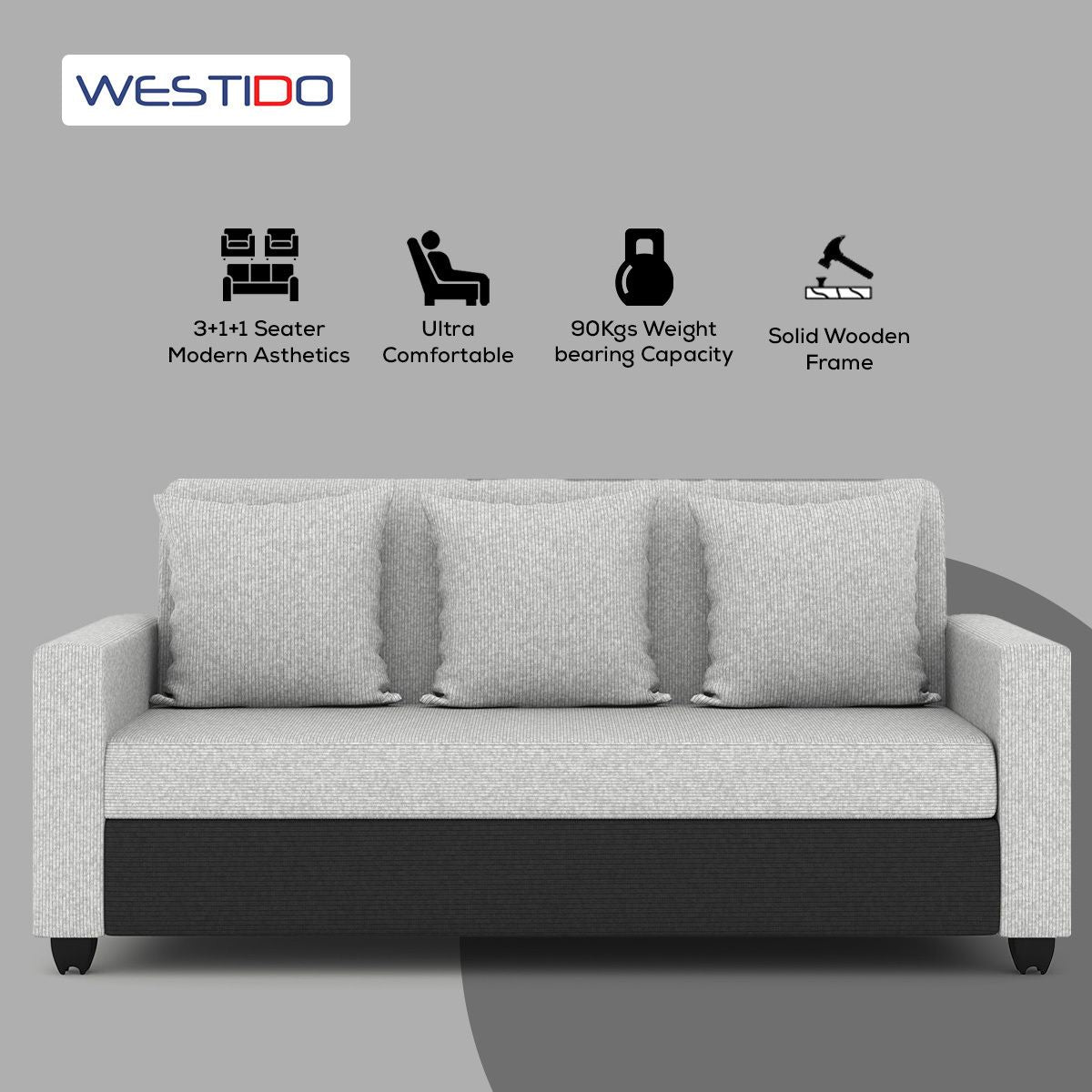 Westido Luxury 3 + 1 + 1 Sofa in Cream Brown Shade