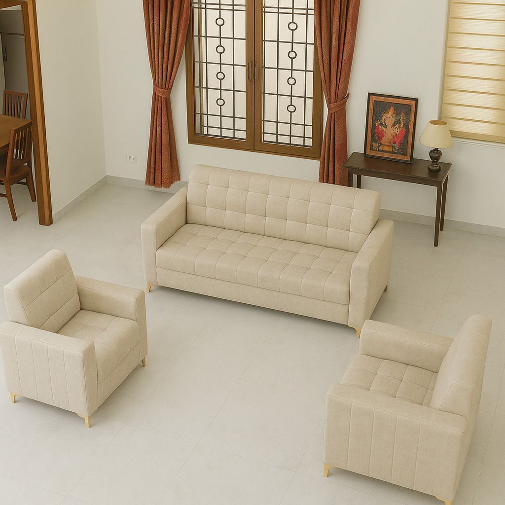 Westido Ella Sofa Set - Beige Fabric Fabric 3 + 1 + 1 Sofa Set (Beige, DIY(Do-It-Yourself))