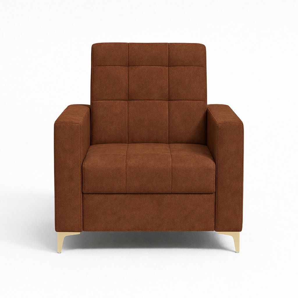 Westido Ella 3+1+1 Sofa Set Tufted Dark Brown Fabric 3 + 1 + 1 Sofa Set (Dark Brown, DIY(Do-It-Yourself))