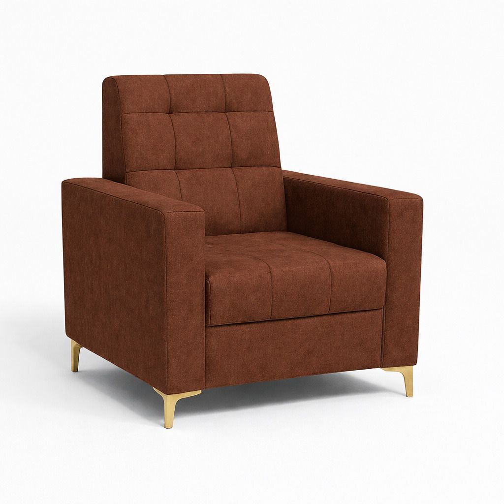 Westido Ella 3+1+1 Sofa Set Tufted Dark Brown Fabric 3 + 1 + 1 Sofa Set (Dark Brown, DIY(Do-It-Yourself))