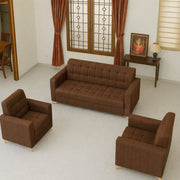Westido Ella 3+1+1 Sofa Set Tufted Dark Brown Fabric 3 + 1 + 1 Sofa Set (Dark Brown, DIY(Do-It-Yourself))