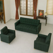 Westido Ella 3+1+1 Sofa Set Tufted Dark Green Fabric 3 + 1 + 1 Sofa Set (Dark Green, DIY(Do-It-Yourself))