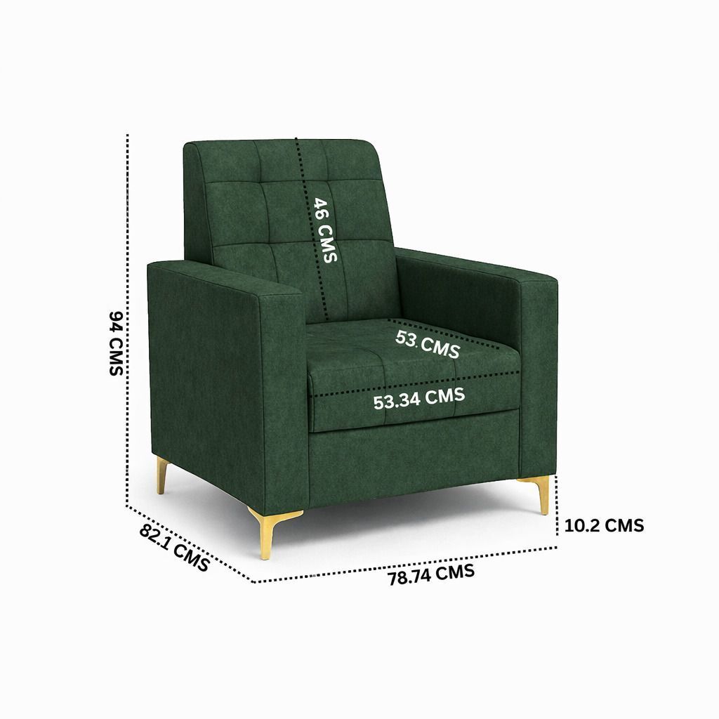 Westido Ella 3+1+1 Sofa Set Tufted Dark Green Fabric 3 + 1 + 1 Sofa Set (Dark Green, DIY(Do-It-Yourself))