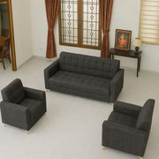 Westido Ella 3+1+1 Sofa Set Tufted Dark Grey Fabric 3 + 1 + 1 Sofa Set (Dark Grey, DIY(Do-It-Yourself))