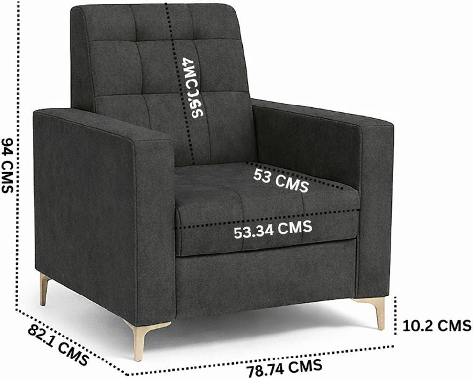 Westido Ella 3+1+1 Sofa Set Tufted Dark Grey Fabric 3 + 1 + 1 Sofa Set (Dark Grey, DIY(Do-It-Yourself))