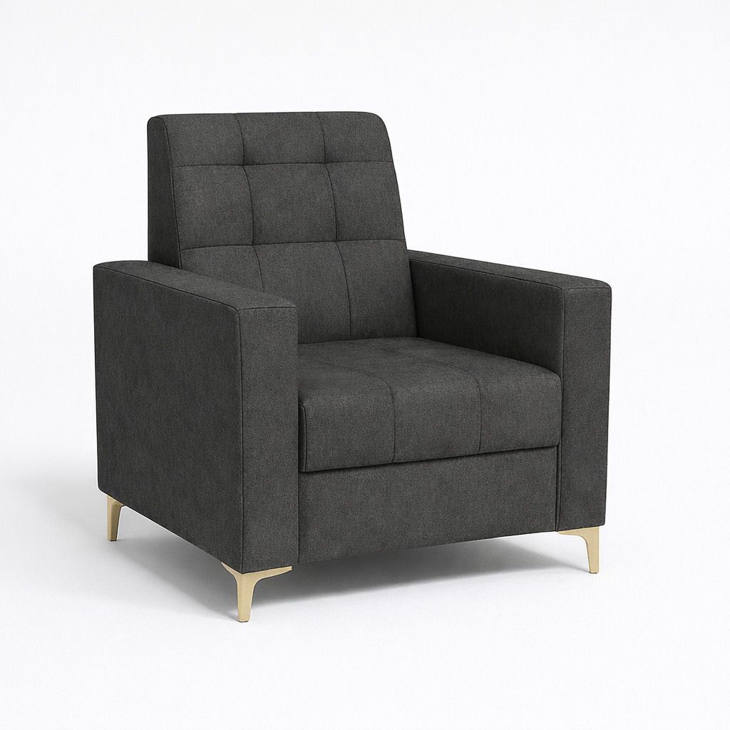 Westido Ella 3+1+1 Sofa Set Tufted Dark Grey Fabric 3 + 1 + 1 Sofa Set (Dark Grey, DIY(Do-It-Yourself))
