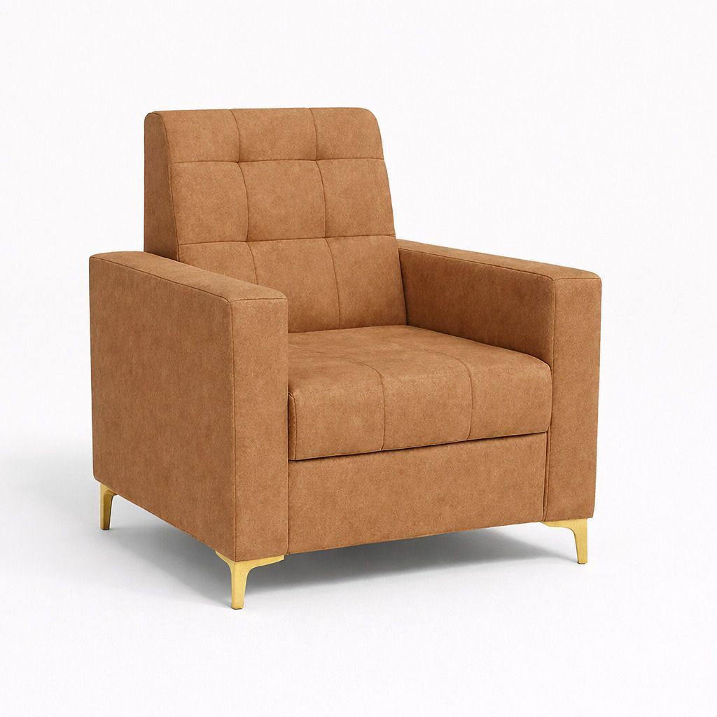 Westido Ella 3+1+1 Sofa Set Tufted Light Brown Fabric 3 + 1 + 1 Sofa Set (Light Brown, DIY(Do-It-Yourself))