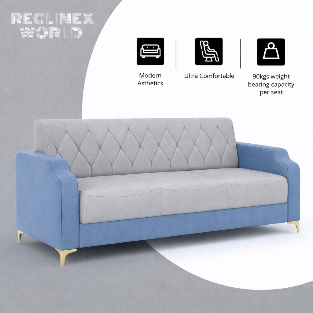 Westido Super Dual Tone Fabric Sofa Set 311 Fabric 3 + 1 + 1 Sofa Set (Blue, Grey, DIY(Do-It-Yourself))