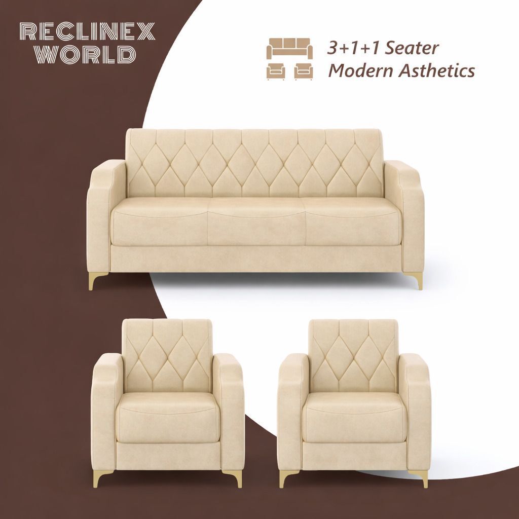 Westido Super Sofa Set 3+1+1 Beige Leatherette Leatherette 3 + 1 + 1 Sofa Set (Beige, DIY(Do-It-Yourself))