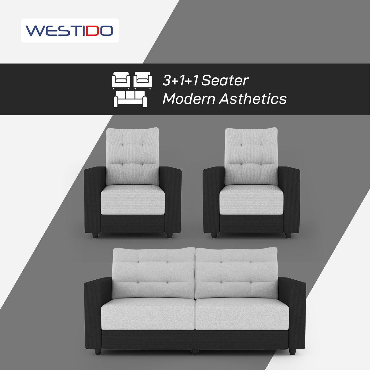 Westido Modern 3 + 1 + 1 Sofa (Cream Brown)