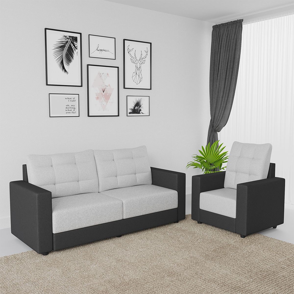 Westido Modern 3 + 1 + 1 Sofa (Cream Brown)