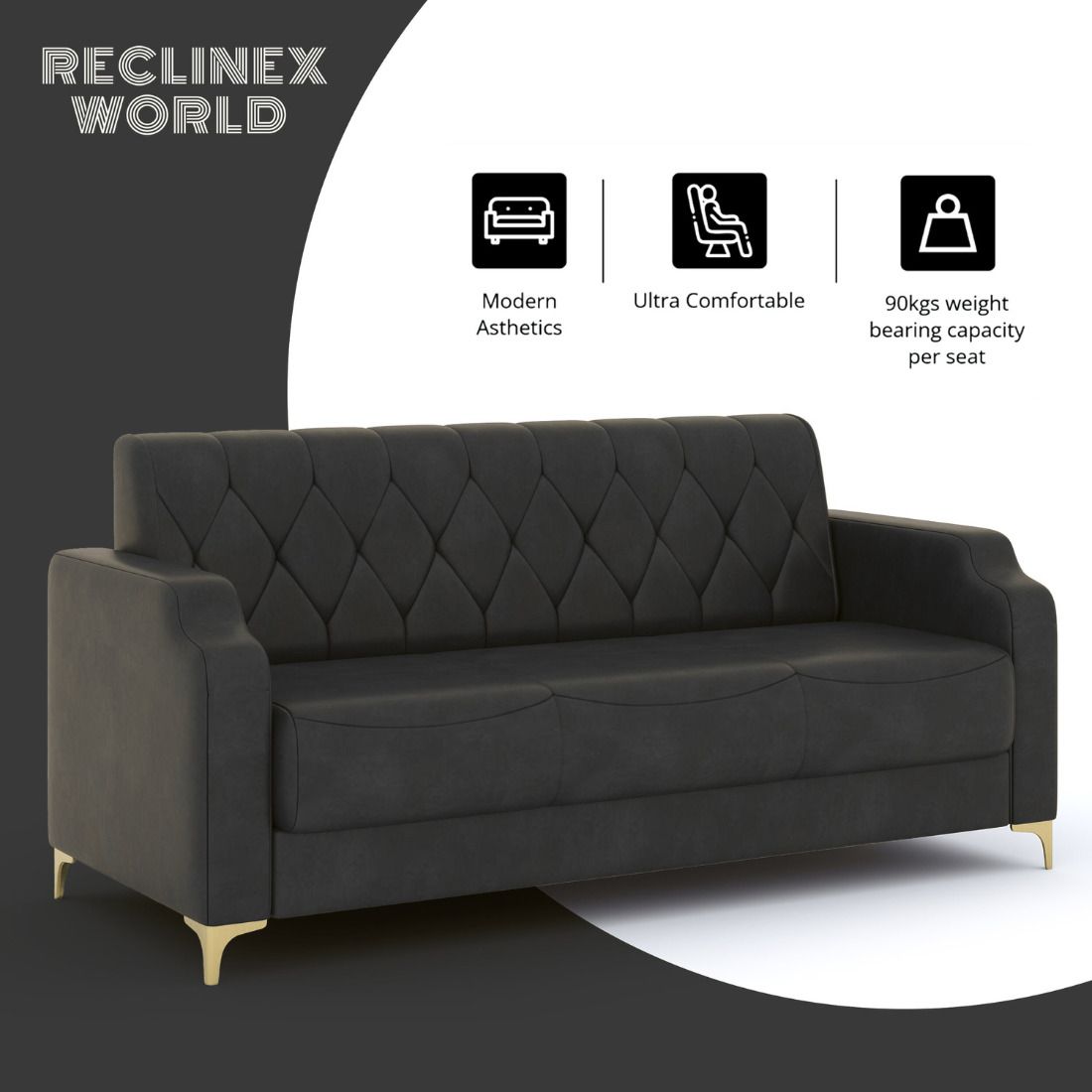 RECLINEX INDIA Premium Cream Brown 3 + 1 + 1 Sofa Set