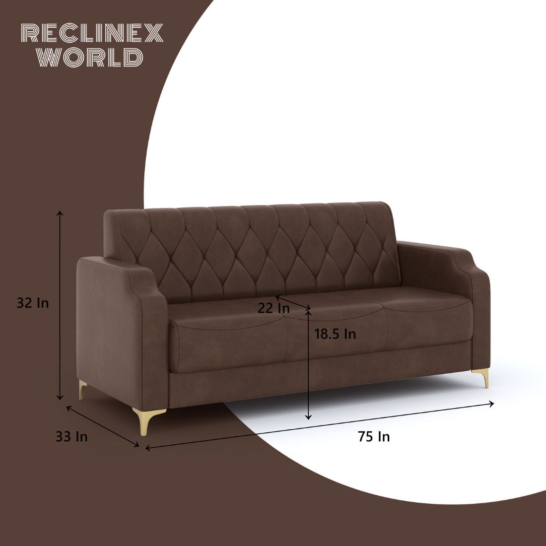 Cream Brown 3 + 1 + 1 Sofa by RECLINEX INDIA