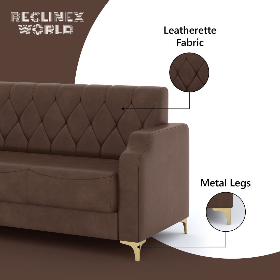Cream Brown 3 + 1 + 1 Sofa by RECLINEX INDIA