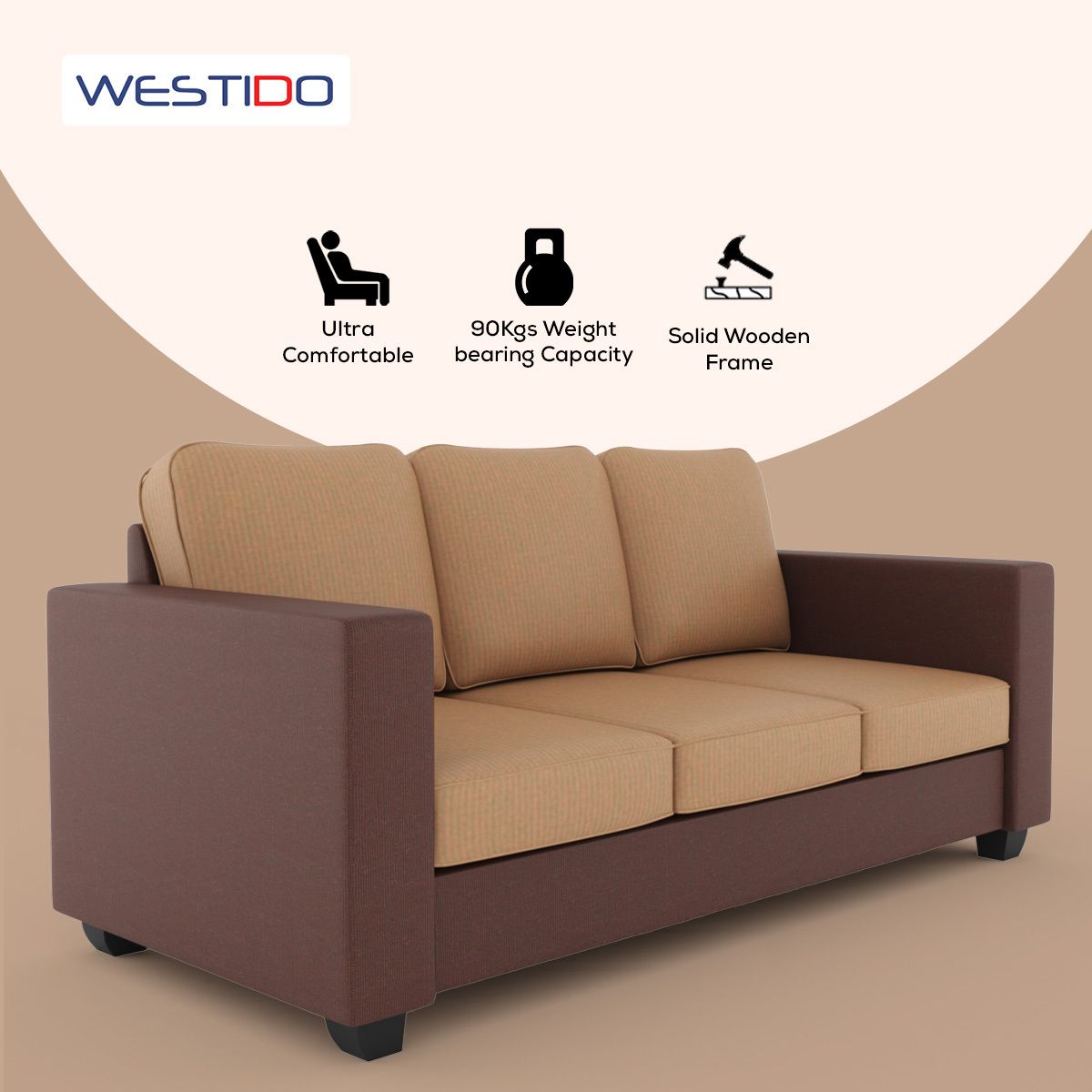 Westido Luxury 3 + 1 + 1 Sofa in Cream Brown Shade