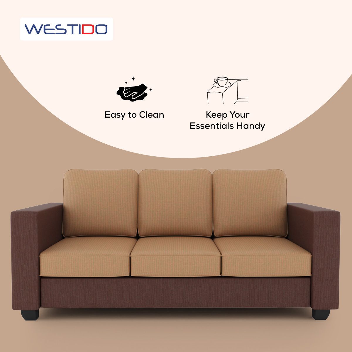 Westido Luxury 3 + 1 + 1 Sofa in Cream Brown Shade