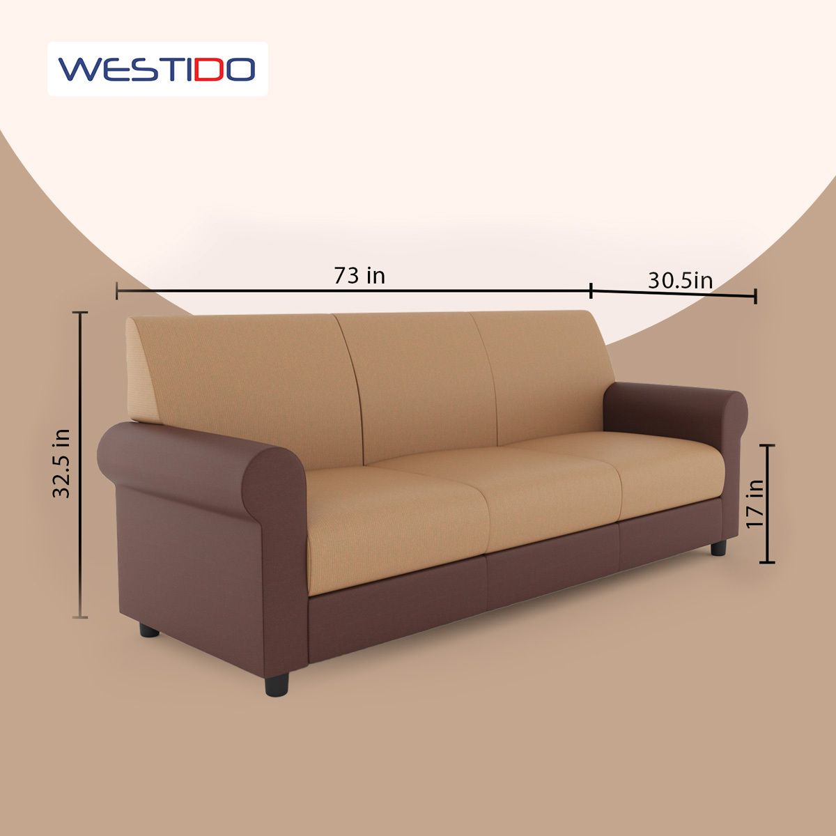 Cream Brown 3 + 1 + 1 Sofa by Westido