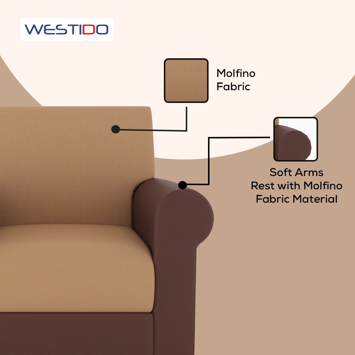 Cream Brown 3 + 1 + 1 Sofa by Westido