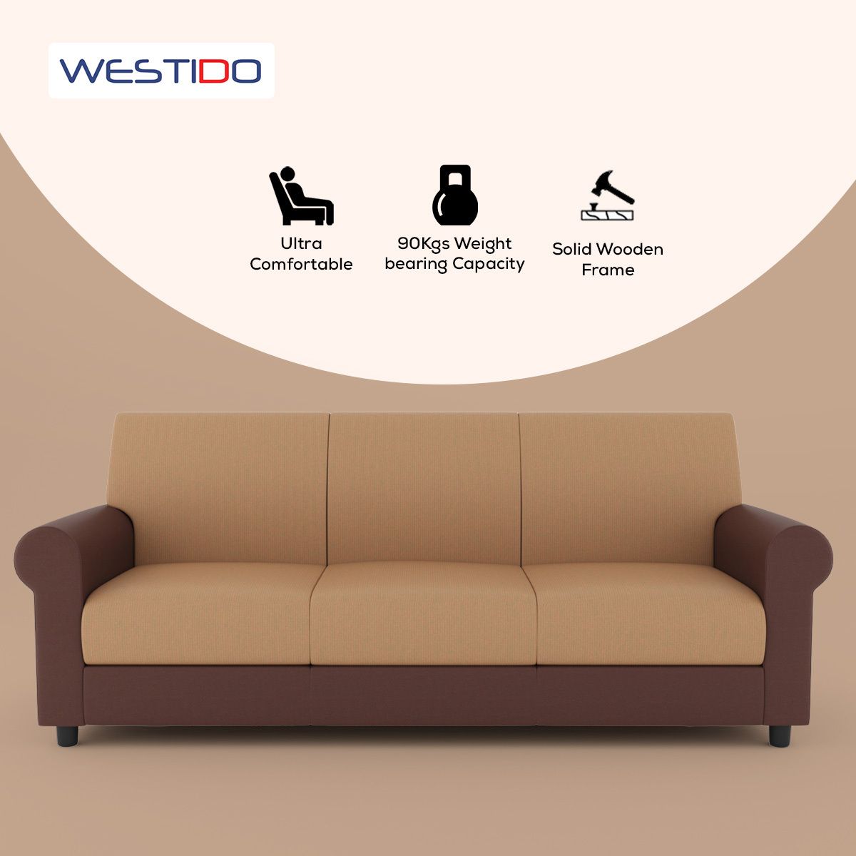 Cream Brown 3 + 1 + 1 Sofa by Westido