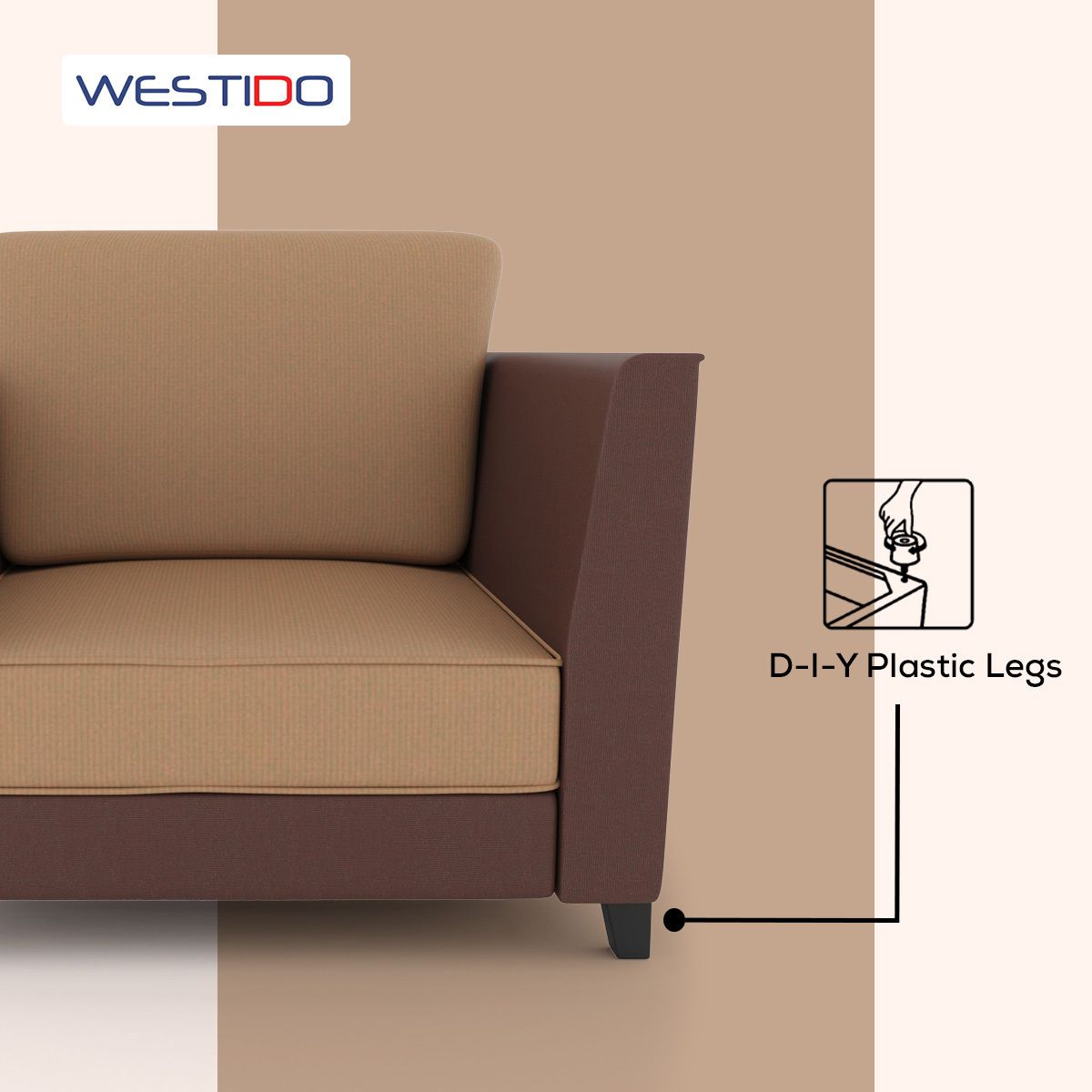 Cream Brown Upholstered 3 + 1 + 1 Sofa by Westido