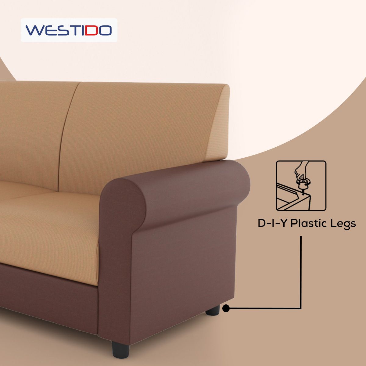Cream Brown 3 + 1 + 1 Sofa by Westido