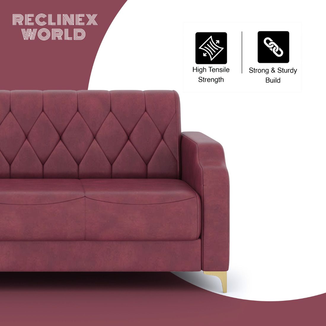 RECLINEX INDIA 3 + 1 + 1 Sofa in Cream Brown Finish