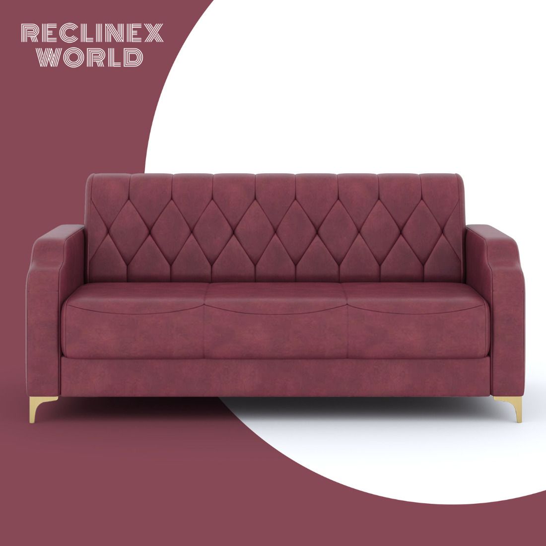 RECLINEX INDIA 3 + 1 + 1 Sofa in Cream Brown Finish