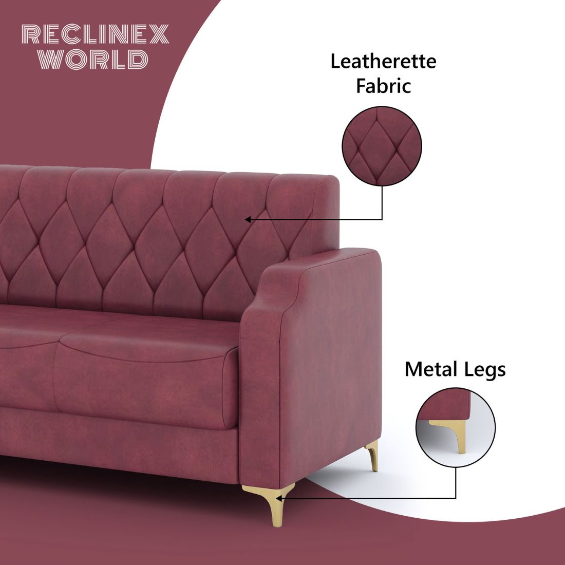 RECLINEX INDIA 3 + 1 + 1 Sofa in Cream Brown Finish