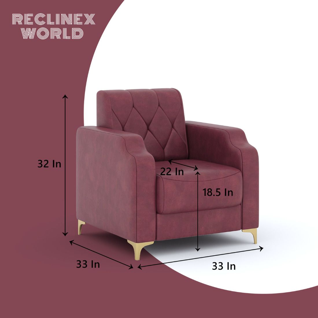 RECLINEX INDIA 3 + 1 + 1 Sofa in Cream Brown Finish