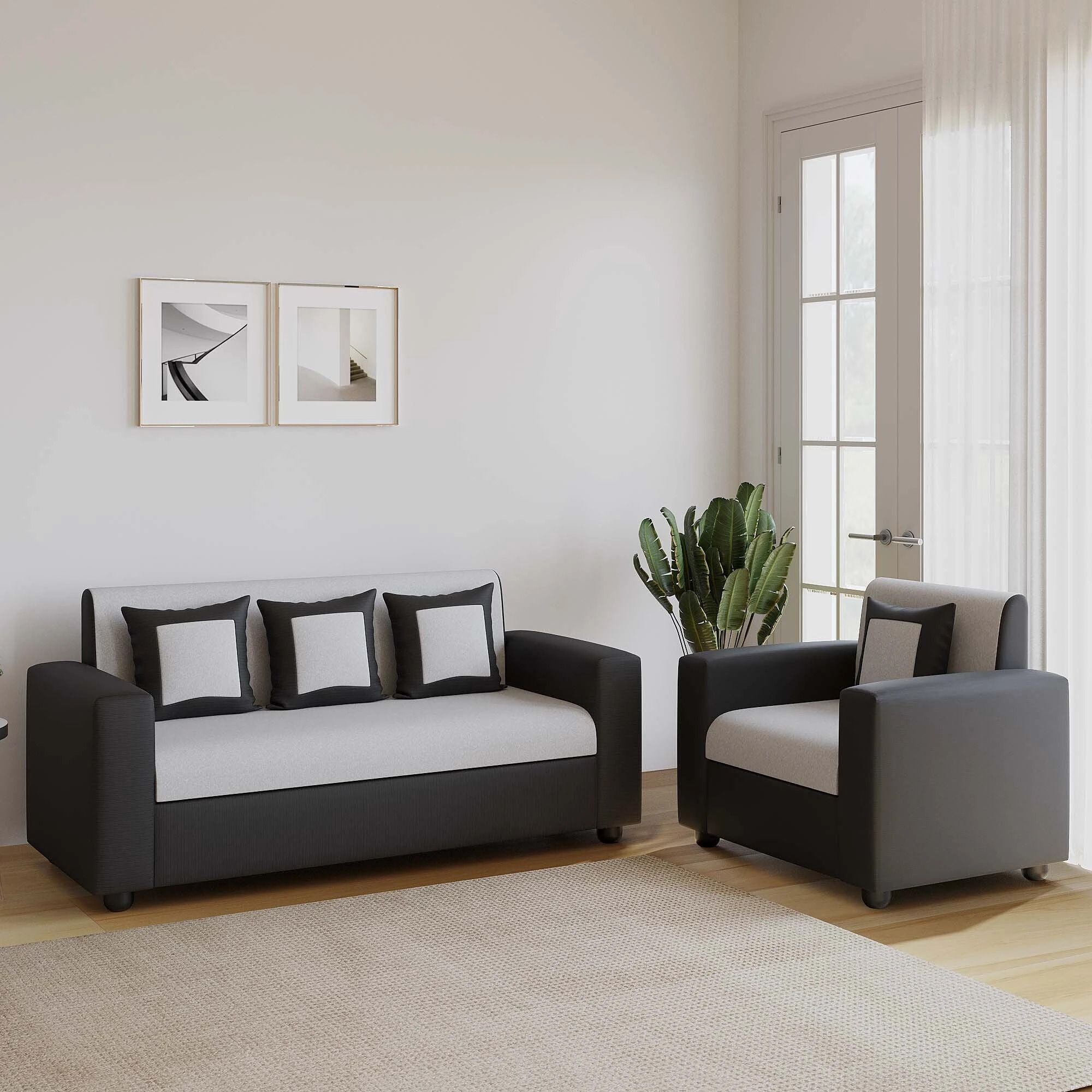 Cream Brown 3 + 1 + 1 Sofa by RECLINEX INDIA