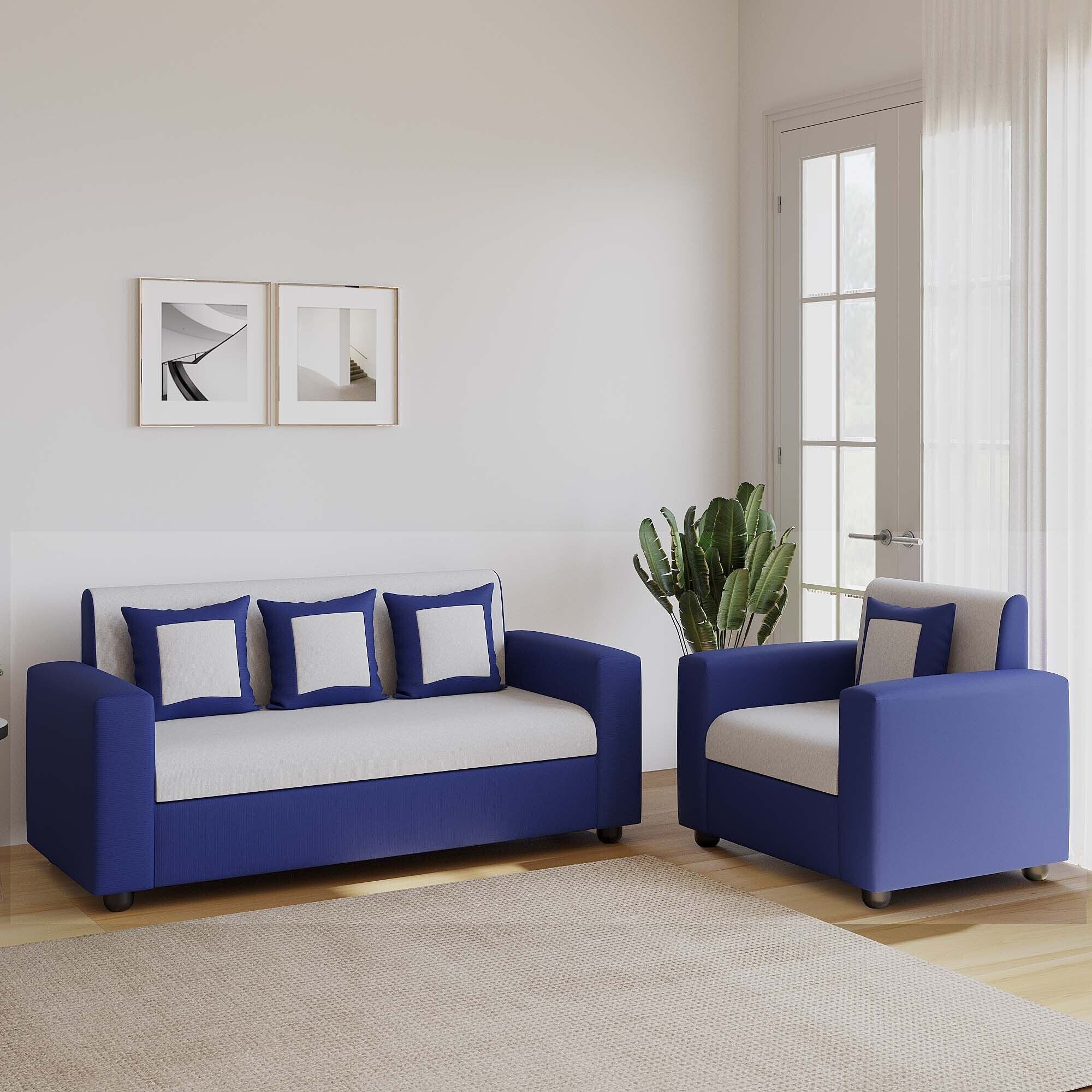 RECLINEX INDIA 3 + 1 + 1 Designer Sofa - Cream Brown