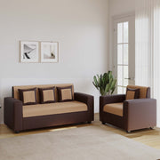 RECLINEX INDIA Cream Brown 3 + 1 + 1 Living Room Sofa