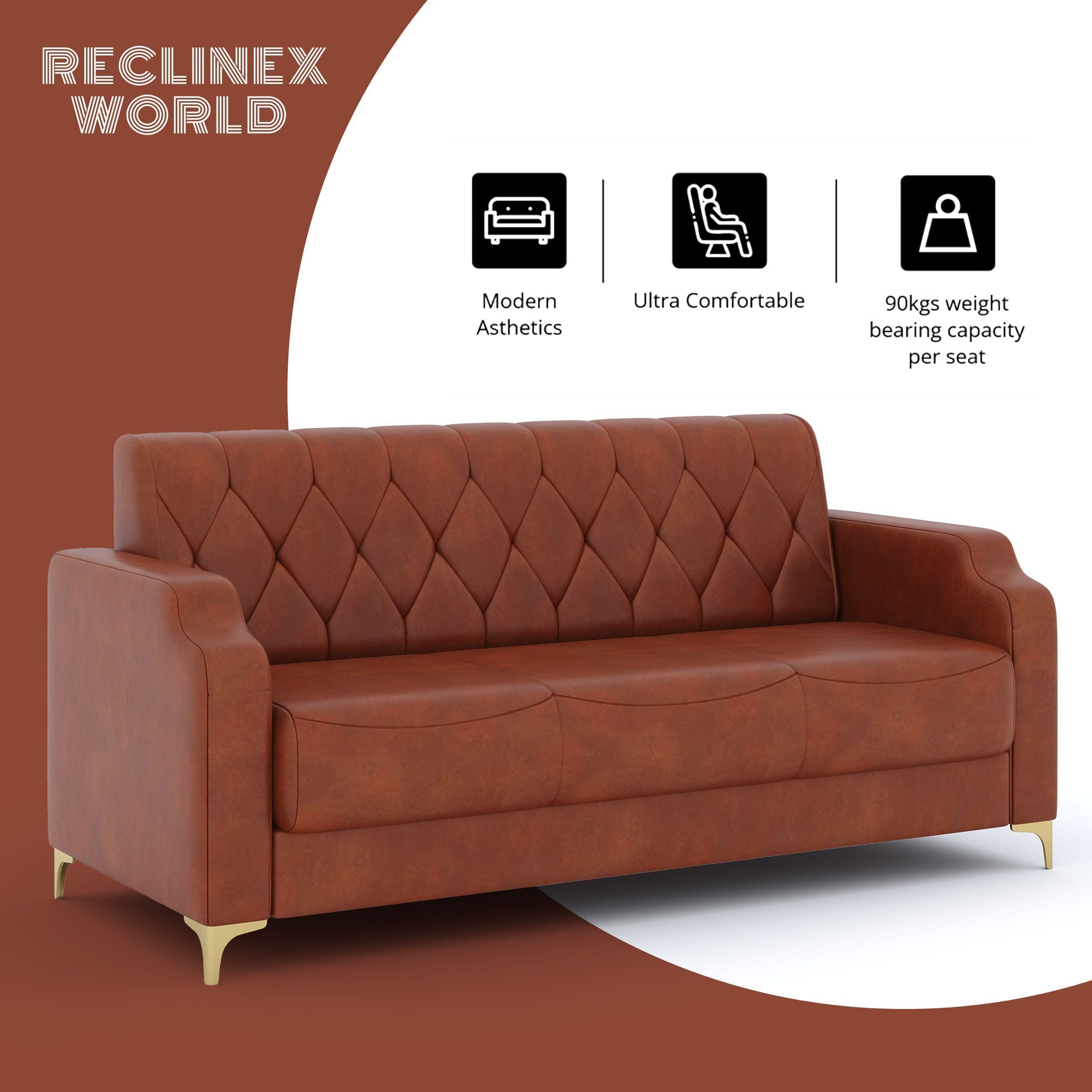Westido SUPER SET TAN Leatherette 3 + 1 + 1 Sofa Set (TAN, DIY(Do-It-Yourself))