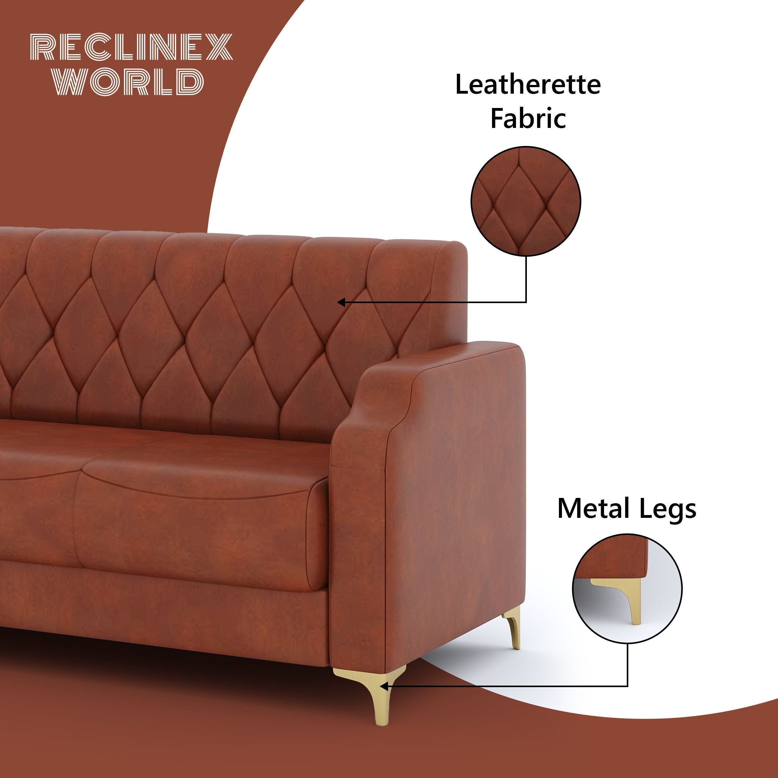 Westido SUPER SET TAN Leatherette 3 + 1 + 1 Sofa Set (TAN, DIY(Do-It-Yourself))