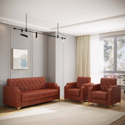 Westido SUPER SET TAN Leatherette 3 + 1 + 1 Sofa Set (TAN, DIY(Do-It-Yourself))