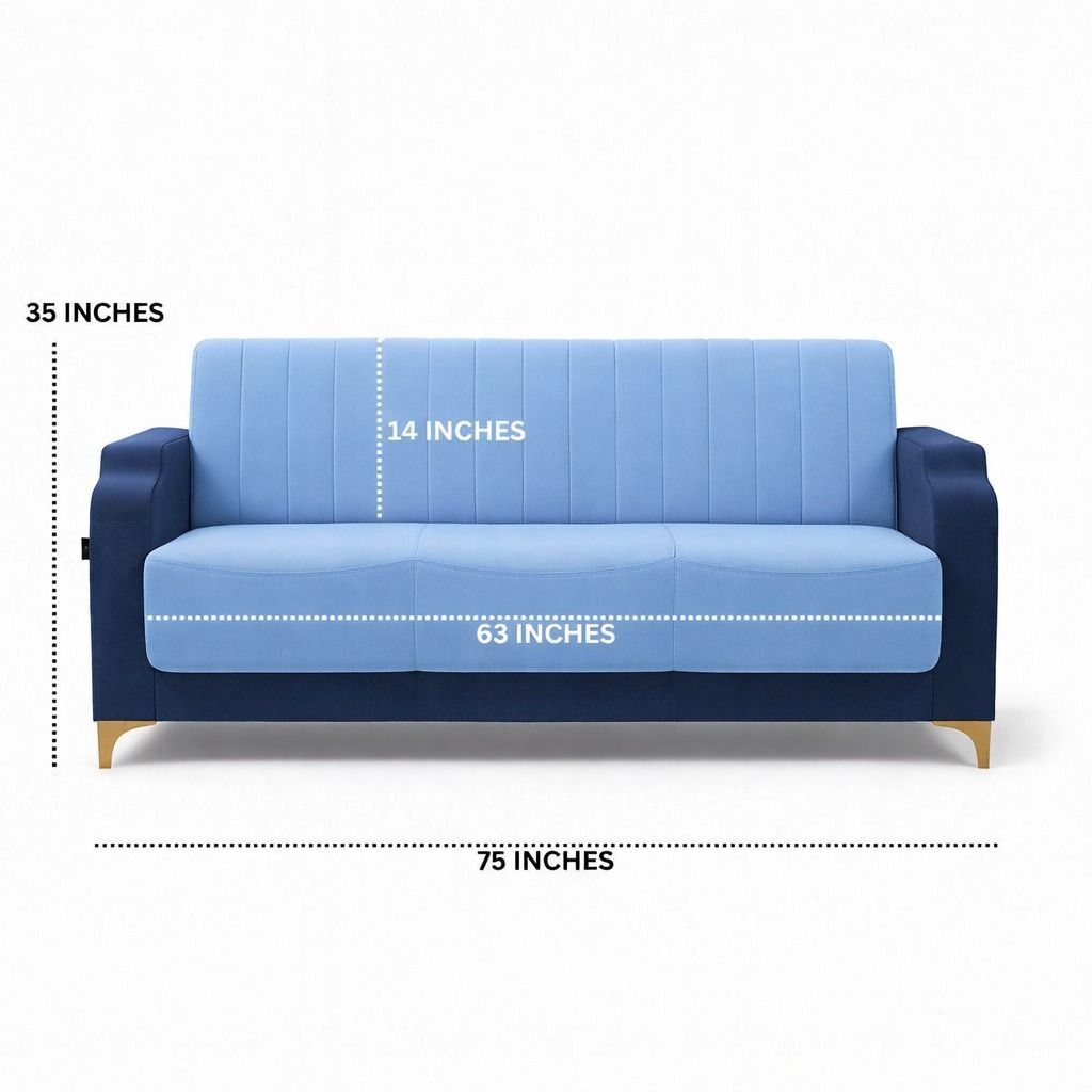Westido Stark 3+1 Sofa Set - Sky Blue / Royal Blue Fabric 3 + 1 Sofa Set (Sky Blue / Royal Blue, DIY(Do-It-Yourself))