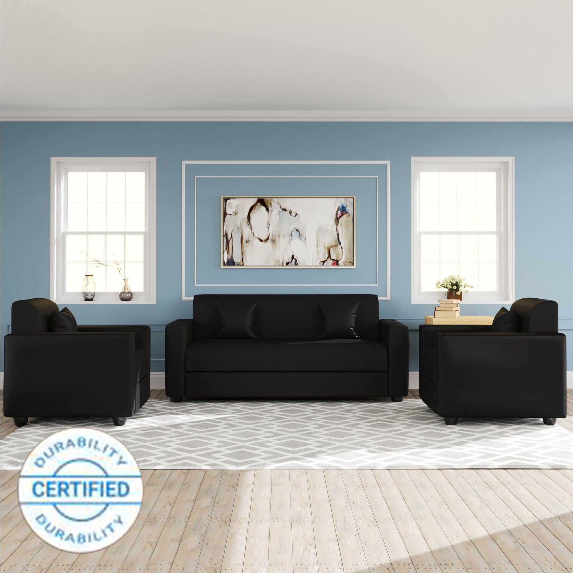 Westido 3 + 1 + 1 Sofa in Cream Brown Finish