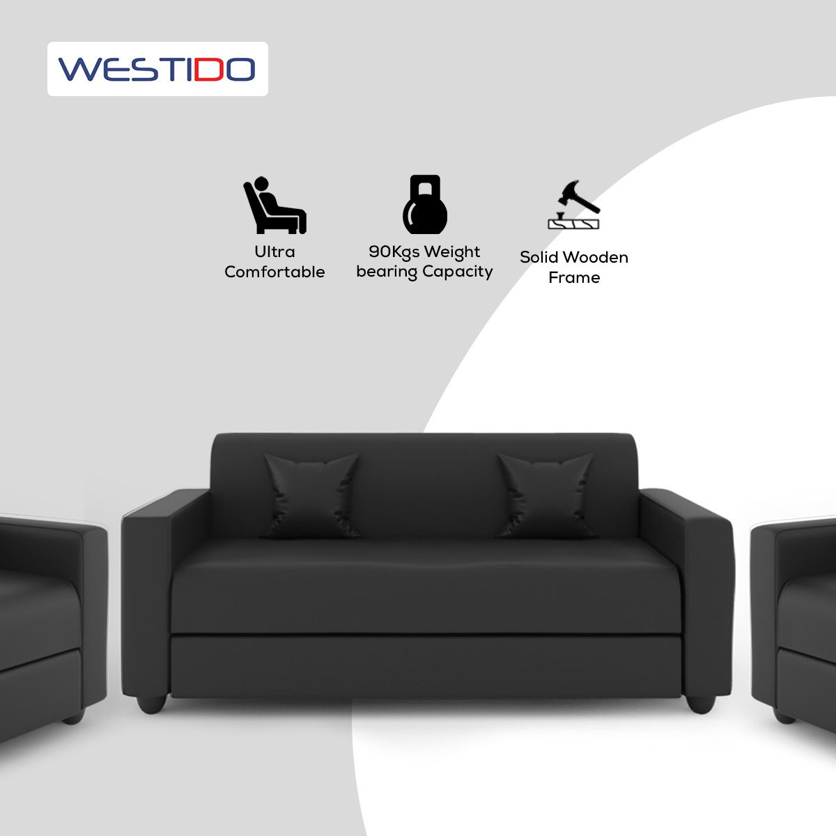 Westido 3 + 1 + 1 Sofa in Cream Brown Finish