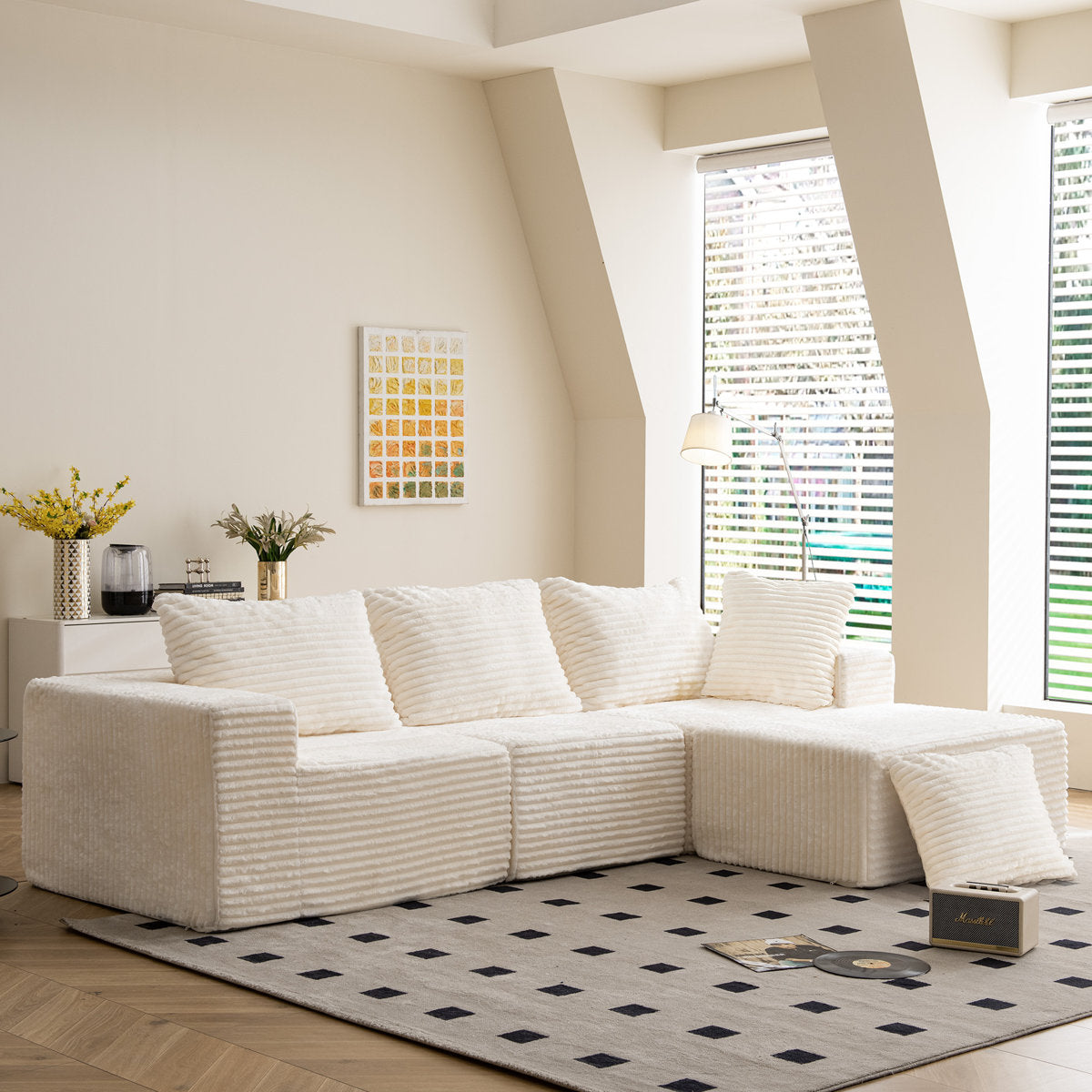 108" Cloud Modular Sectional Couch With L-shape Chaise, No Assembly Required Modern Comfy Sofa With Deep Seat & Plush Fabric, Upholstered Couches For Living Room, Bedroom