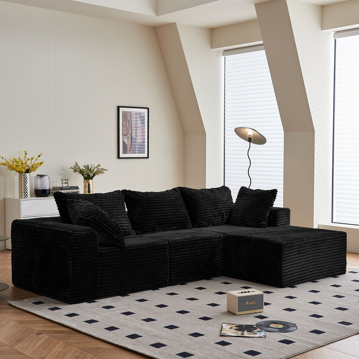 108" Cloud Modular Sectional Couch With L-shape Chaise, No Assembly Required Modern Comfy Sofa With Deep Seat & Plush Fabric, Upholstered Couches For Living Room, Bedroom