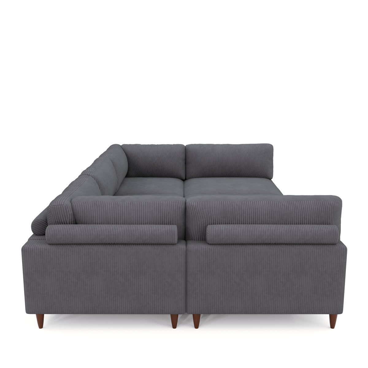133" Corduroy Modular Sectional Sofa With Deep Seats And Wooden Legs For Living Room