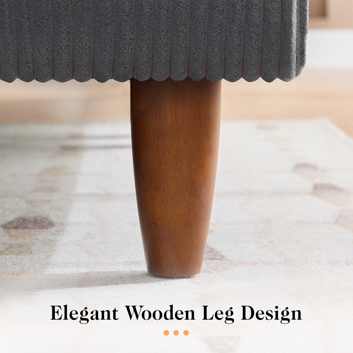 133" Corduroy Modular Sectional Sofa With Deep Seats And Wooden Legs For Living Room