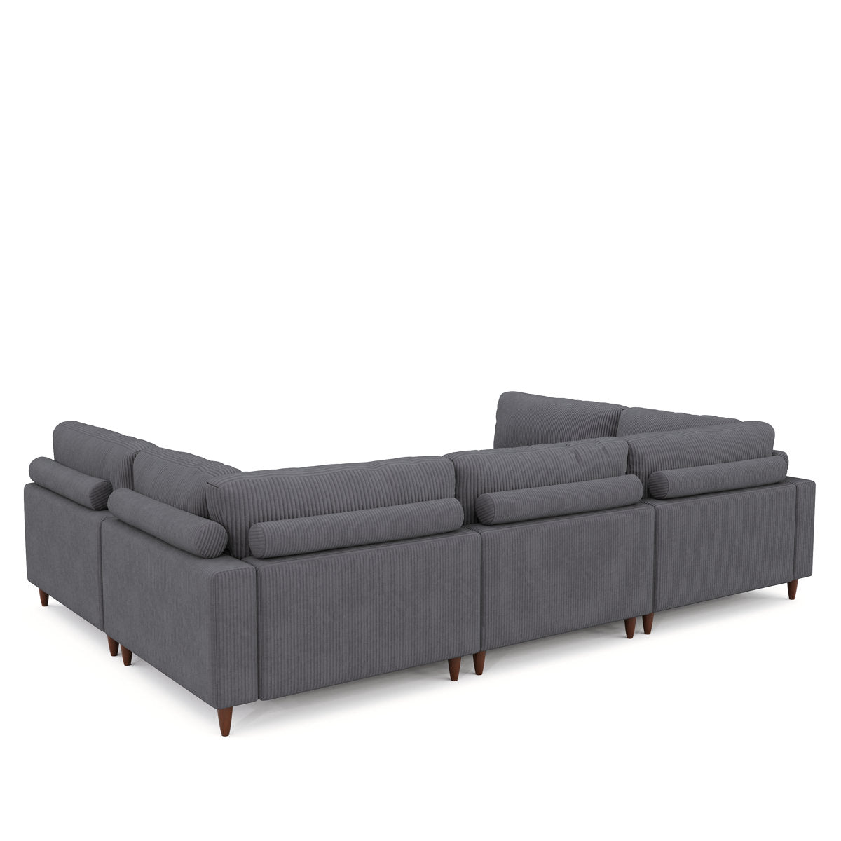 133" Corduroy Modular Sectional Sofa With Deep Seats And Wooden Legs For Living Room